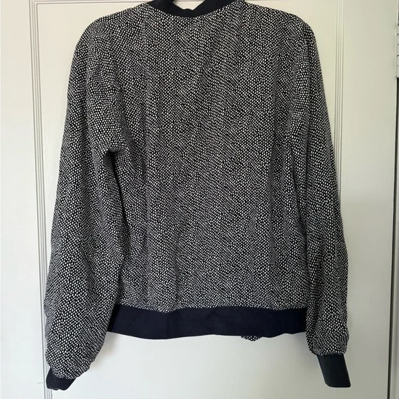 Equipment Navy and White Bomber Jacket with Ribbed Trim - Picture 3 of 5